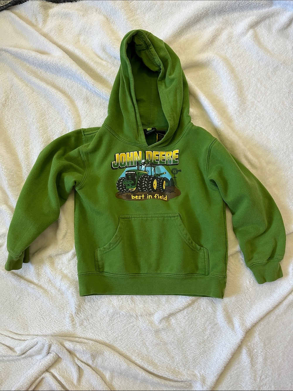 John Deere Green Pullover Hoodie with Tractor Graphic